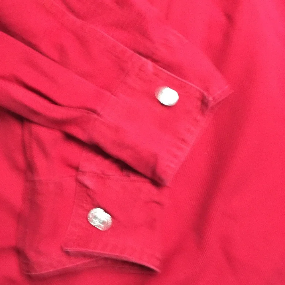Levi's Red Long Sleeve Button Down Brushpopper Cowboy‎ Shirt Thick Duty Warm